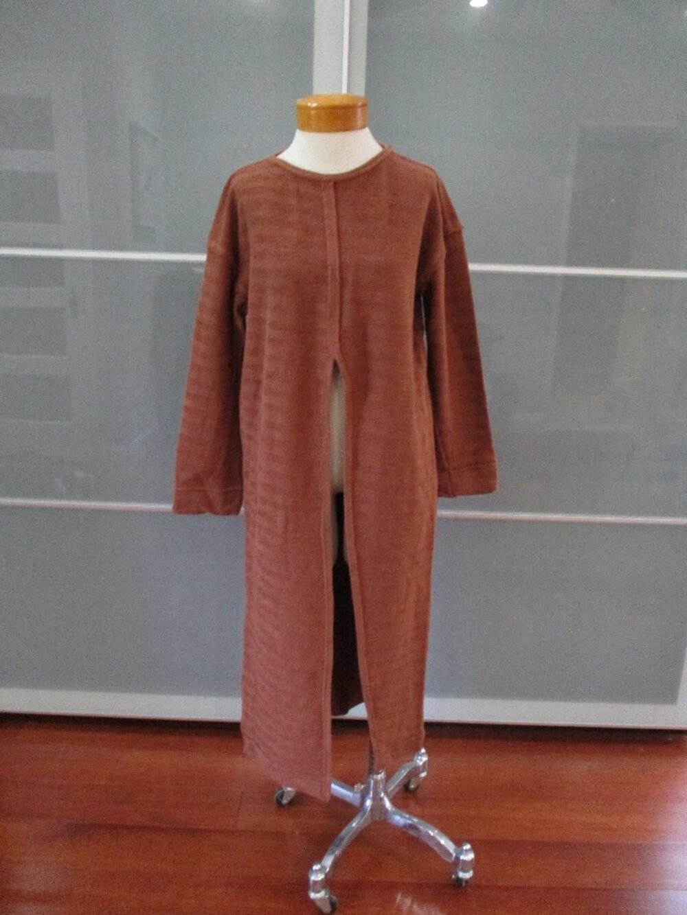 Free-est Free People Brown Split Front Long Sleeve Tunic Duster